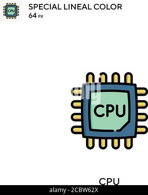 Icona vettore colore lineare speciale CPU. Icone CPU per il vostro progetto aziendale Illustrazione Vettoriale