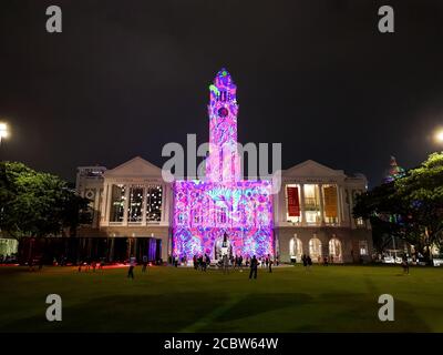 Light to Night Festival a Singapore presso la Singapore National Gallery Foto Stock