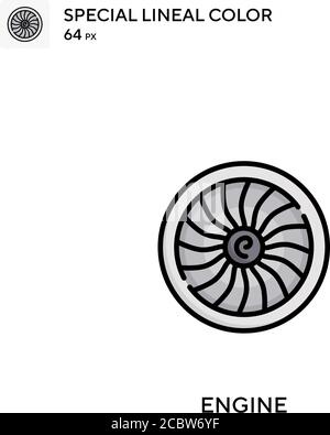 Icona del vettore di colore lineare Engine Special. Icone del motore per il vostro progetto aziendale Illustrazione Vettoriale