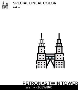 Petronas twin tower icona vettoriale a colori speciali. Icone a torre gemelle Petronas per il vostro progetto aziendale Illustrazione Vettoriale