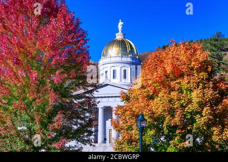 Vermont state House con colori autunnali. Foto Stock