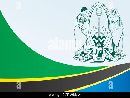 Bandiera della Tanzania, modello per il premio, un documento ufficiale con la bandiera della Repubblica unita di Tanzania Illustrazione Vettoriale