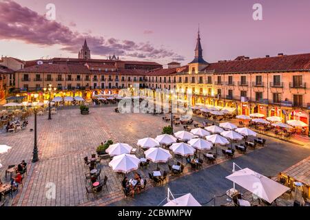 Plaza Mayor, Leon, Castiglia e Leon, Spagna Foto Stock