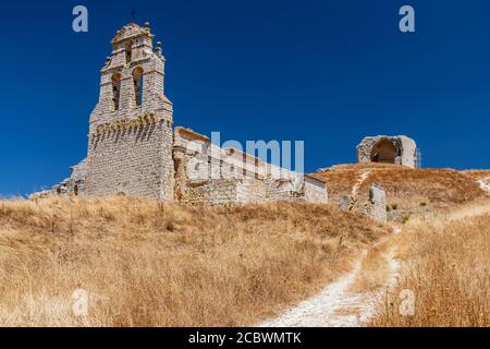 Vecchia chiesa in rovina, Mota del Marques, Castiglia e Leon, Spagna Foto Stock