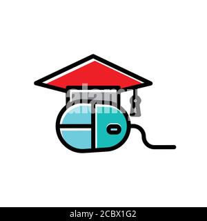Icona online di Education flat. Vettore modello di progetto Illustrazione Vettoriale