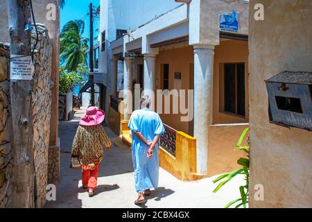 Hotel e pensioni a Shela spiaggia nel sud Dell'arcipelago dell'isola di Lamu in Kenya Foto Stock