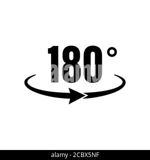 Icona angolo 180 gradi. Simbolo matematico della geometria. Simbolo di rotazione. Vettore su sfondo bianco isolato. EPS 10 Illustrazione Vettoriale