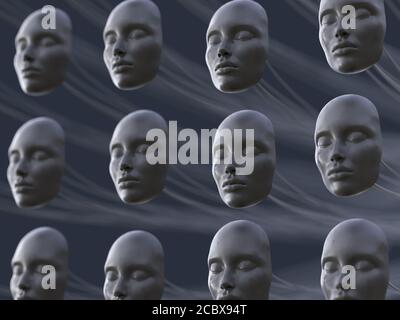 matrice di maschere per i volti umani Foto Stock