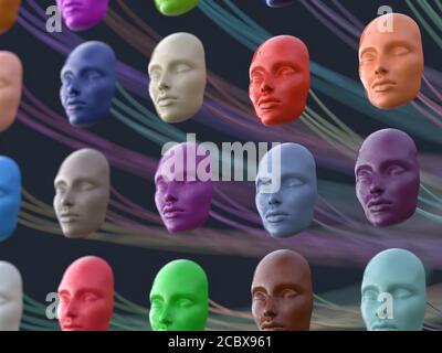 matrice di maschere per i volti umani Foto Stock