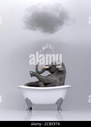 elefante rilassante nel bagno Foto Stock