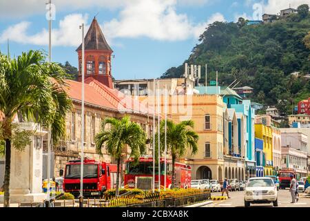 Centro della città caraibica Kingstown, Saint Vincent e Grenadine Foto Stock