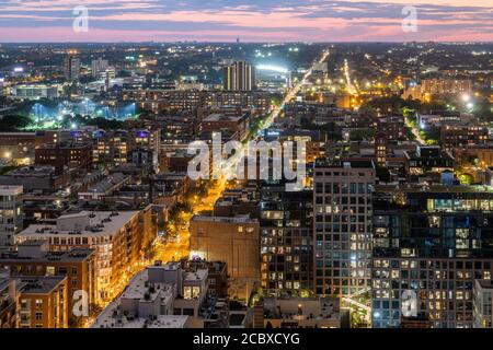 Vista aerea del West Loop al tramonto Foto Stock