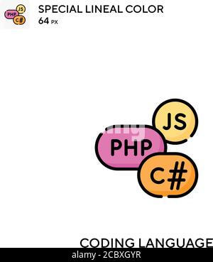 Linguaggio di codifica icona vettore di colore lineare speciale. Icone del linguaggio di codifica per il vostro progetto aziendale Illustrazione Vettoriale