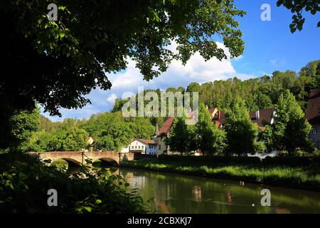Ponte di pietra nella zona di Sulz am Neckar Foto Stock