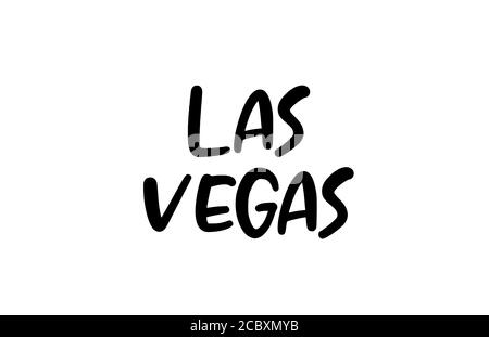 La città di Las Vegas ha scritto a mano la tipografia del testo della parola che scrive a mano. Testo calligrafia moderno. Colore nero Illustrazione Vettoriale