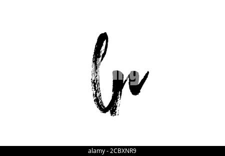 Combinazione di icone con il logo della lettera alfabetica LR L R. Grunge vintage design scritto a mano. Colore bianco nero per aziende e aziende Illustrazione Vettoriale