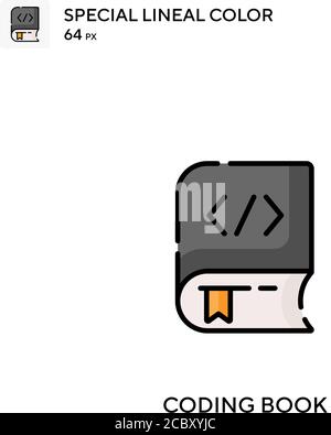Libro di codifica icona vettore di colore lineare speciale. Codifica delle icone dei libri per il tuo progetto aziendale Illustrazione Vettoriale