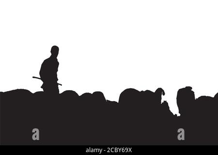 Sheepman e pecora. Immagine vettoriale. Sfondo bianco. Illustrazione Vettoriale