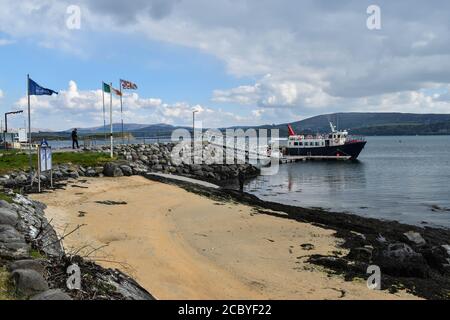 Molo di Whiddy Island, Whiddy Island, Co Cork. Irlanda. Foto Stock