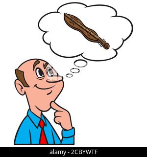 Pensare a UN Dulcimer- un'illustrazione di una persona che pensa a un Dulcimer. Illustrazione Vettoriale