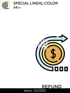 Rimborso icona vettore colore lineare speciale. Icone di rimborso per il tuo progetto aziendale Illustrazione Vettoriale