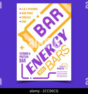 Energy Bars Food Creative Pubblicità Banner Vector Illustrazione Vettoriale