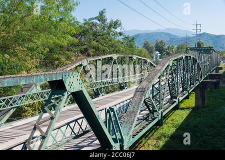 PAI Historical Bridge (Pai Memorial Bridge) a Pai, provincia di Mae Hong Son, Thailandia. Il ponte commemorativo fu costruito nel 1942 durante la seconda guerra mondiale Foto Stock
