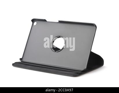 Supporto per tablet pieghevole vuoto isolato su bianco Foto Stock