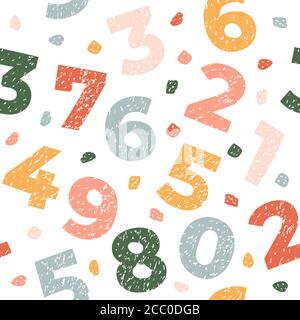 Motivo senza giunture con numeri. Texture astratta per tessuti, tessuti e carta Illustrazione Vettoriale