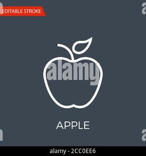 Icona di Apple Thin Line Vector Illustrazione Vettoriale