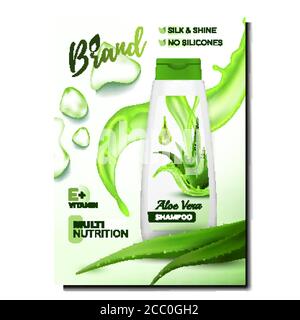 Aloe vera Shampoo Creative Promo Banner Vector Illustrazione Vettoriale