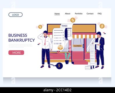 Modello della pagina di destinazione del Web site del vettore di fallimento di affari Illustrazione Vettoriale