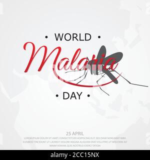 World malaria Day vettore sfondo lettera per la progettazione di elementi su sfondo bianco. Vettore internazionale di progettazione di concetto di vacanza. Illustrazione Vettoriale