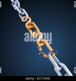 Conversione di numeri d'oro da 2020 a 2021 in un'interruzione Catena Foto Stock