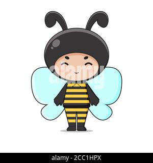 Cute Animal Bee Mascot personaggio Illustrazione. Isolato su sfondo bianco. Foto Stock