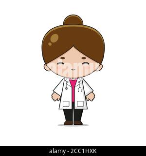 Cute Doctor Mascot personaggio Illustrazione. Design isolato su sfondo bianco. Foto Stock