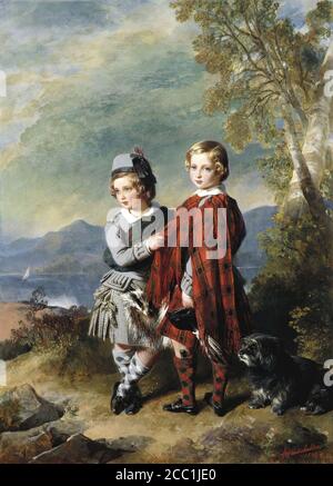 Winterhalter Franz Xavier - Alberto Edoardo Principe di Galles con Principe Alfred - Scuola tedesca - 19 ° secolo Foto Stock