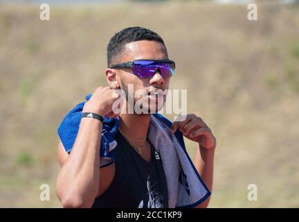 Leverkusen, Germania. 16 agosto 2020. Joshua HARTMANN (ASV Koeln) finale da 100m per uomini, Atletica vera atletica classica, il 16 agosto 2020 a Leverkusen/Germany Â | Usage worldwide Credit: dpa/Alamy Live News Foto Stock