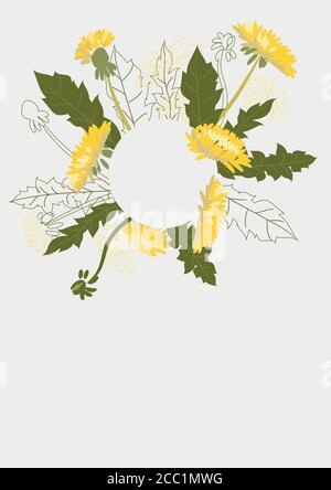 Modello floreale pulito con bouquet di fiori senza testo Illustrazione Vettoriale