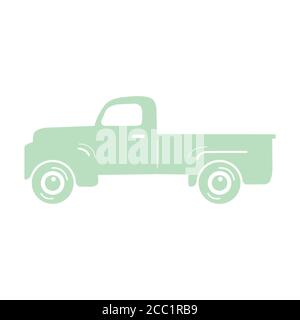 Pick-up Old Vintage Truck su sfondo bianco Illustrazione Vettoriale