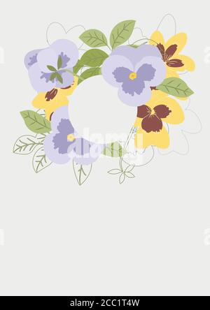 Modello floreale pulito con bouquet di fiori senza testo Illustrazione Vettoriale