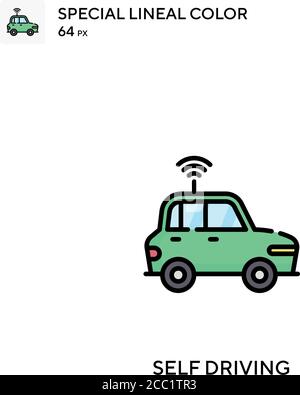 Auto guida icona vettore colore lineare speciale. Icone auto-guida per il tuo progetto aziendale Illustrazione Vettoriale