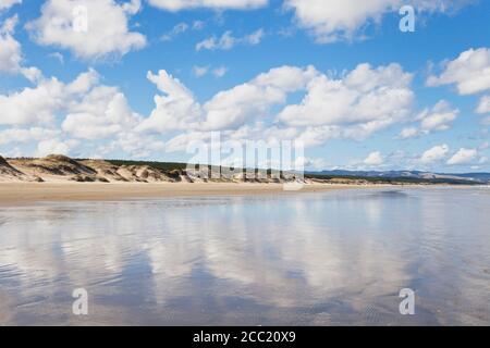 Nuova Zelanda, vista di Ninety Mile Beach Foto Stock