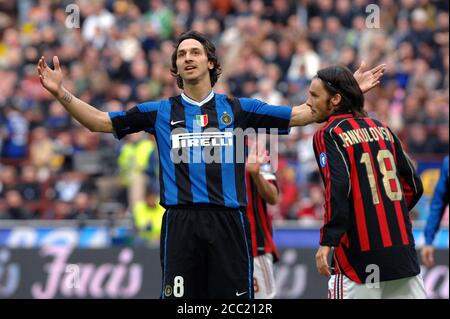 Milano Italia, 11 marzo 2007, Stadio 'Meazza', Campionato Serious Football A 2006/2007, FC Inter - AC Milano: Zlatan Ibrahimovic durante la partita Foto Stock