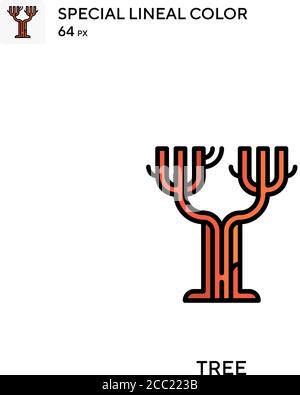 Albero icona vettore colore lineare speciale. Icone ad albero per il progetto aziendale Illustrazione Vettoriale