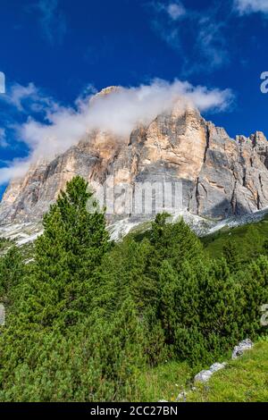 Italia Veneto Dolomiti - la Tofana di Rozes vista dal sentiero che conduce al sentiero Astaldi, forcella Fontananegra e Tofana di Rozes Foto Stock