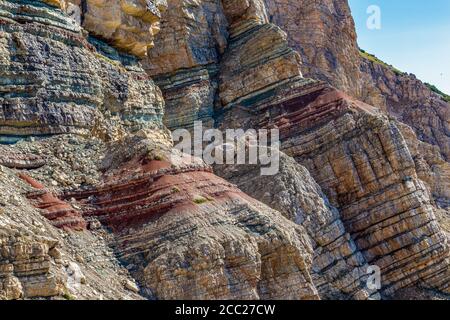 Italia Veneto Dolomiti - Dettagli della roccia (Ambra Triassica delle Dolomiti) del sentiero attrezzato Astaldi Foto Stock