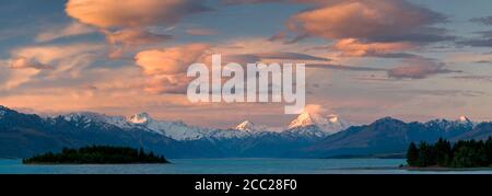 Nuova Zelanda, Isola del Sud, panorama del Lago Pukaki Foto Stock