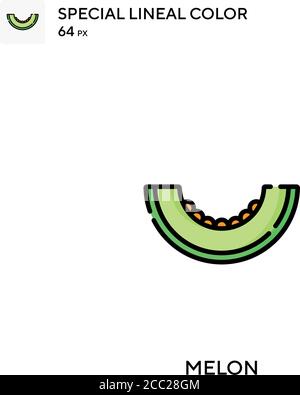 Melone icona vettore colore lineare speciale. Icone di melone per il vostro progetto di affari Illustrazione Vettoriale