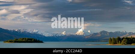 Nuova Zelanda, Isola del Sud, panorama del Lago Pukaki Foto Stock